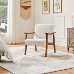 Yaheetech Faux Leather Upholstered Armchair with Wood Legs