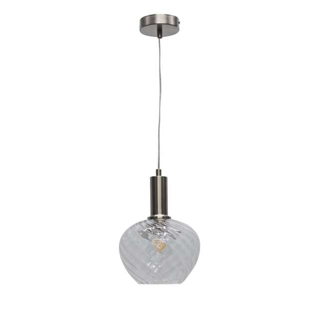 Bradson - Clear Swirl Glass Satin Nickel Deco Pendant Fitting
