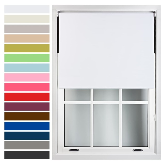 FURNISHED Roller Blind Made to Measure Blackout Fabric with Metal Fittings Easy Fit White White (W) 180cm x (L) 210cm