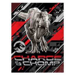 Jurassic World Charge & Chomp Fleece Blanket - Grey/Red/Black - 170cm x 130cm
