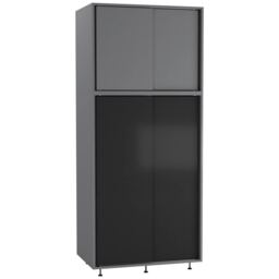 180cm 4 Sliding Doors Wardrobe Bedroom Storage Closet Hanging Rail Cupboard Unit Multi Grey with Black Doors 1