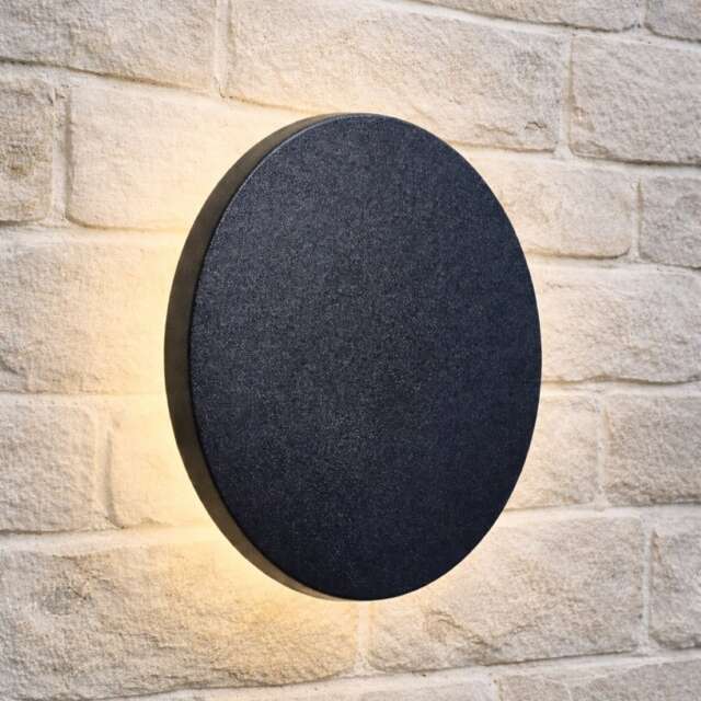 CGC BAILEY Black Round LED Outdoor/Indoor Wall Light - 8W 4000K 700 lm IP65.