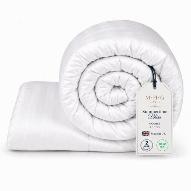 MHG Living 4.5 Tog Summer Duvet – Lightweight Cooling Hollowfibre Quilt for Hot Sleepers White Double