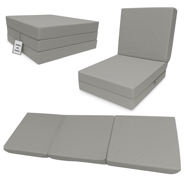 House Of Home Adult-Length Fold-Out Z Bed Chair for Kids & Teens Silver