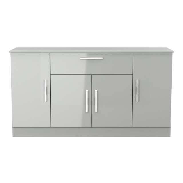 Windsor 4 Door 1 Drawer Wide Sideboard in Grey Gloss & Dusk Grey (Ready Assembled) Grey Grey Gloss / Dusk Grey