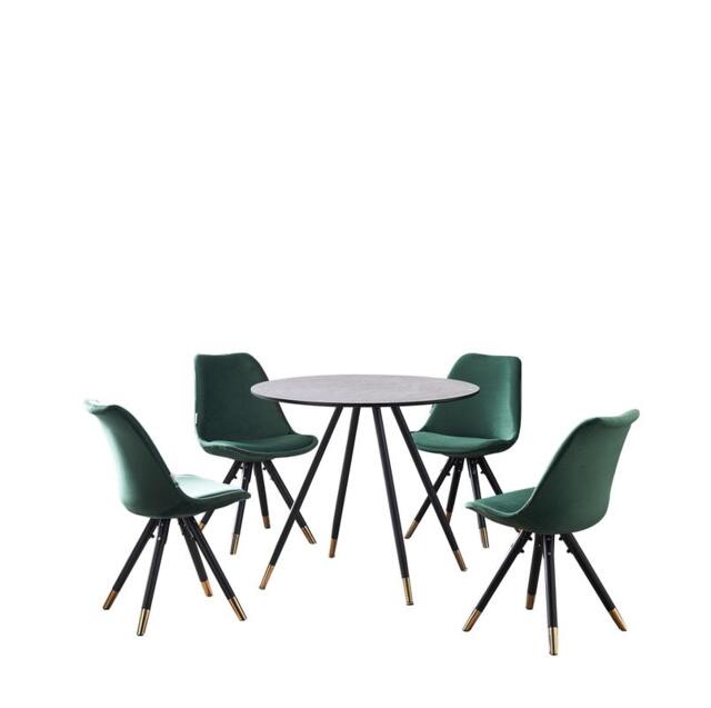 Sofia Dorchester LUX Dining Set – Sleek Grey Dining Table with Set of 4 Chairs, Modern Elegant Design for Stylish Dining Rooms Green Green