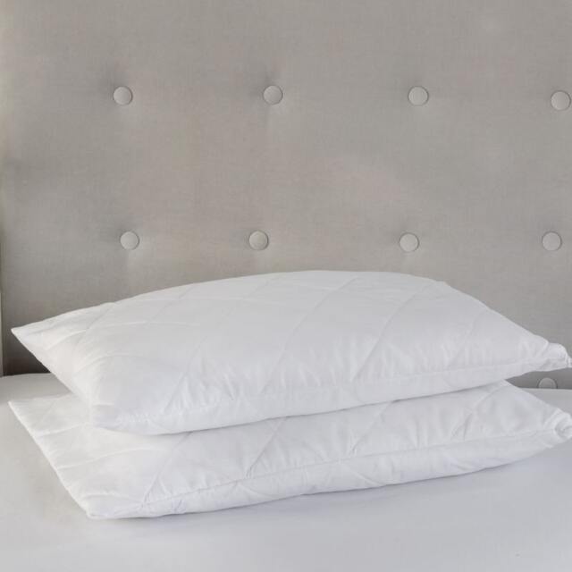 Waterproof Quilted Pillow Protectors 2PK Soft Touch Microfibre Protector Zippered Closing White