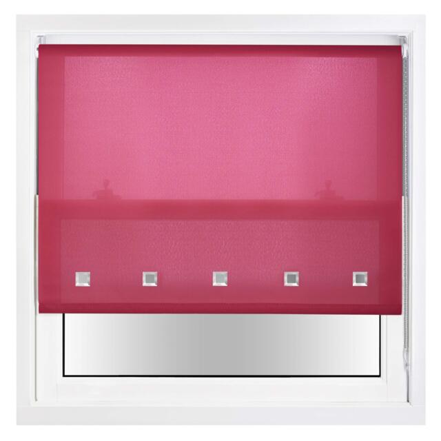 FURNISHED Daylight Roller Blinds with Square Eyelets & Metal Fittings for Homes and Offices Pink Fuchsia (W) 240cm x (L) 165cm