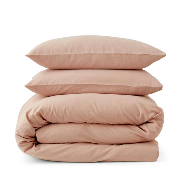 Touch Of Linen - Seashell Pink - Duvet Cover Set (Includes 2 Pillowcases - 1 For Single) Pink Seashell Pink Single