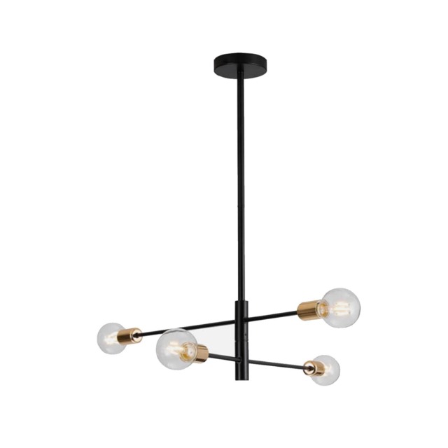 Adjustable Metal Ceiling Light Fixture E27 Black with Gold Accents 4 Lights