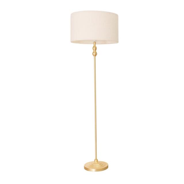 ValueLights Maggie Gold Candlestick Floor Lamp Cream Boucle Shade and Bulb