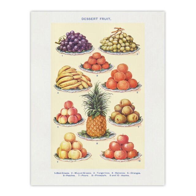 Summer Dessert Fruit Kitchen Mrs Beeton Huge Wall Art Print 18X24 In