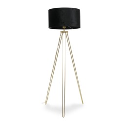 ValueLights Aero Gold Floor Lamp Black Velvet Shade