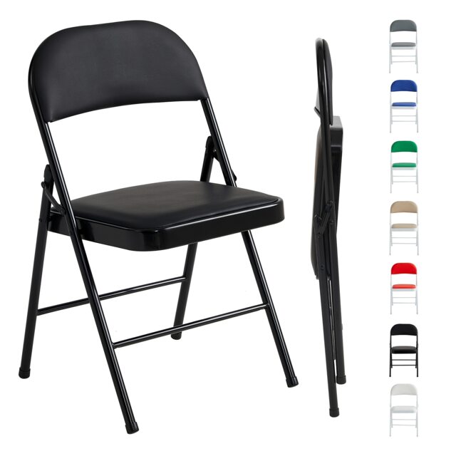 Single Folding Dining Chair Metal Frame Padded Seat