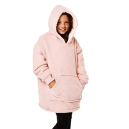 Sienna Kids Oversized Hoodie Blanket Soft Sherpa Fleece Blush Pink Pink Blush Pink