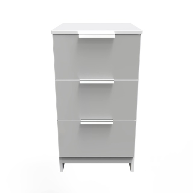 Dover 3 Drawer Bedside Cabinet in Uniform Grey & White Matt (Ready Assembled) Grey Uniform Grey & White Matt