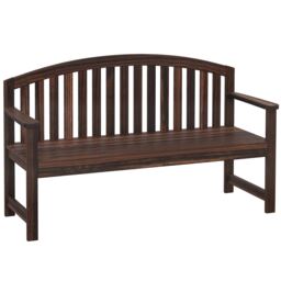 Outsunny 2 Person Garden Bench, Wooden Outdoor Furniture with Armrest Brown Carbonised brown One Size