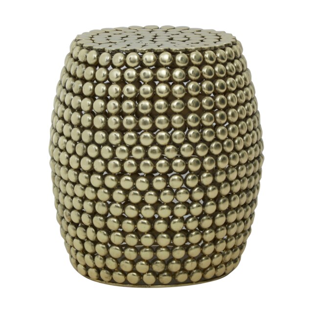 Orsina Gold Finish Beaded Barrel Stool
