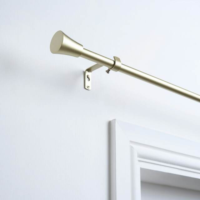 OHS Extendable Metal Finial Trumpet Ends Wall Mounted Rod Fittings Curtain Pole - Brass Gold Brass