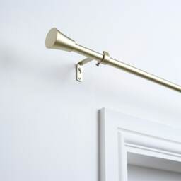 OHS Extendable Metal Finial Trumpet Ends Wall Mounted Rod Fittings Curtain Pole - Brass Gold Brass
