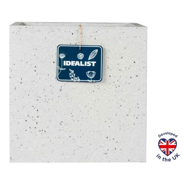 Square Box Grey Marble Light Concrete Garden Planter H30 L30 W30 cm, 27 ltrs Cap.