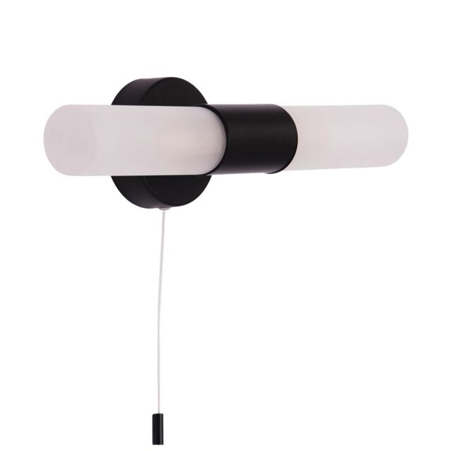 Modern Black IP44 Rated Bathroom Wall Light Fitting with Tubular Glass Shades Black Black 1