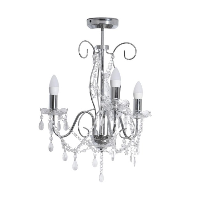 ValueLights Viscount 3 Way Silver Jewel Chandelier Ceiling Pendant Light Chrome