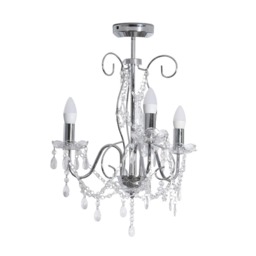 ValueLights Viscount 3 Way Silver Jewel Chandelier Ceiling Pendant Light Chrome