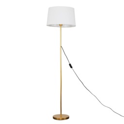 ValueLights Charlie Gold Floor Lamp White Doretta Shade Gold
