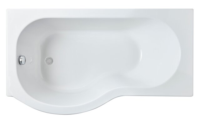 Balterley Modern P Shape Left Hand Shower Bath Tub with Leg Set White White