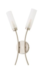 ValueLights Maya Brushed Chrome 2 Way Curved Wall Light & Bulbs Silver