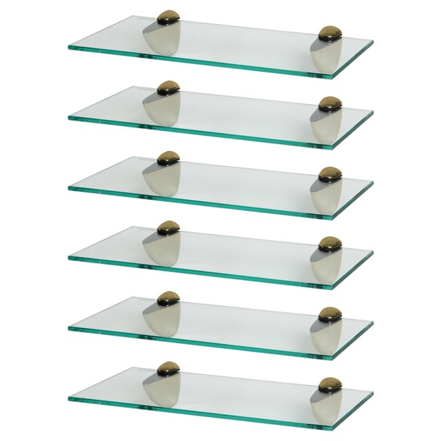 Harbour Housewares Floating Glass Shelf - 40cm - Metallic Brackets - Bathroom Shower Storage Vanity Display Unit Shelf Gold Gold 6