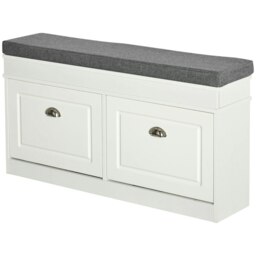 Shoe Storage Bench With Cushioned Seat White White