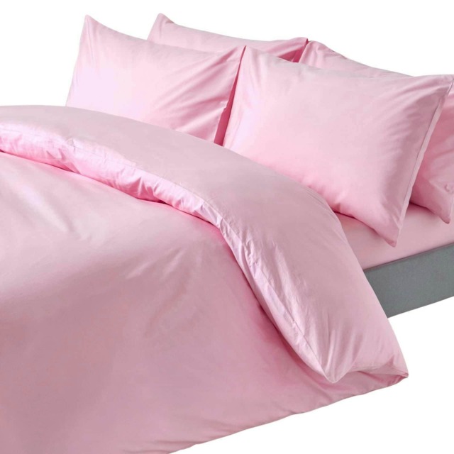 Homescapes Pink Cotton Duvet Cover Set - 200 Thread Count - Double Pink Double
