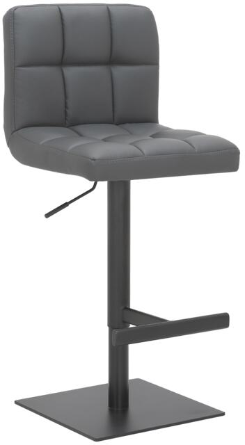 Allegro Deluxe Kitchen & Breakfast Bar Stool, Matt Black Footrest, Adjustable Swivel Gas Lift, Charcoal Grey