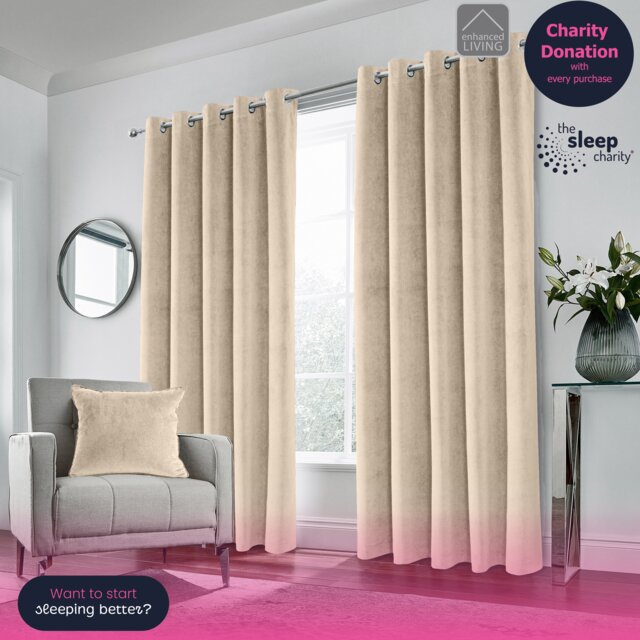 Luxury Enhanced Living Cream Velvet, Supersoft, Blackout, Thermal Pair of Curtains with Eyelet Top - 90 x 72 inch (229x183cm)