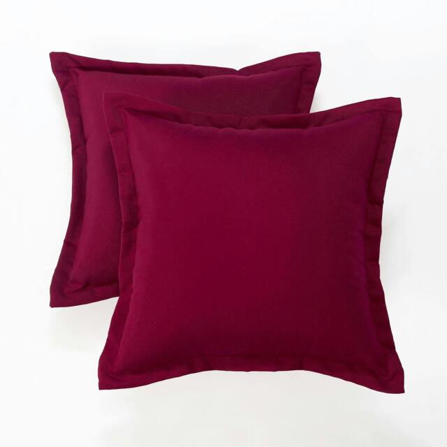 Homescapes Burgundy Plain Outdoor Cushion 45 x 45 cm - Set of 2 Red Burgundy 2