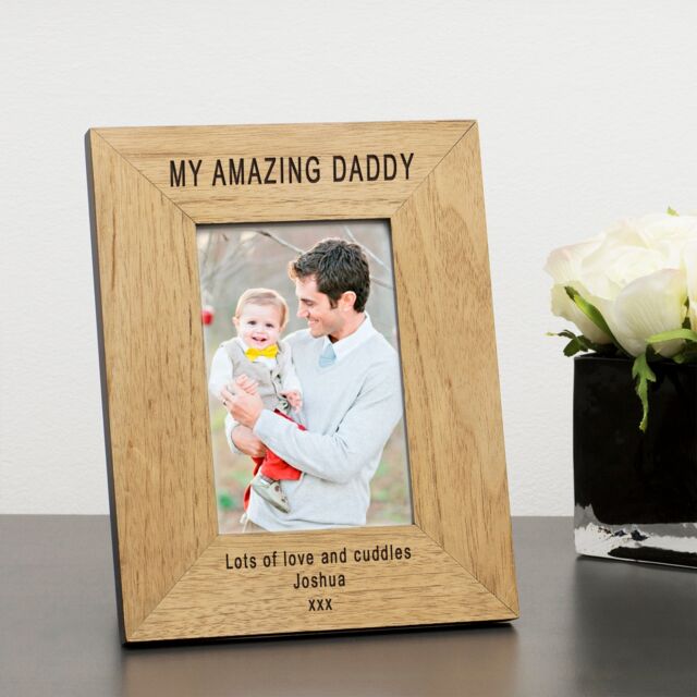 Personalised Amazing Daddy Wood Picture Frame 6x4 Fathers Day Dad