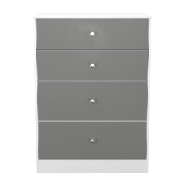 Truro 4 Drawer Deep Chest of Drawers in Uniform Grey & White Matt (Ready Assembled) Grey Uniform Grey & White Matt