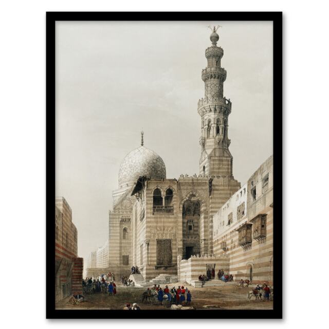 "Tombs of the Khalifs at Cairo D. Roberts Vintage Framed Wall Art Print 12X16"""
