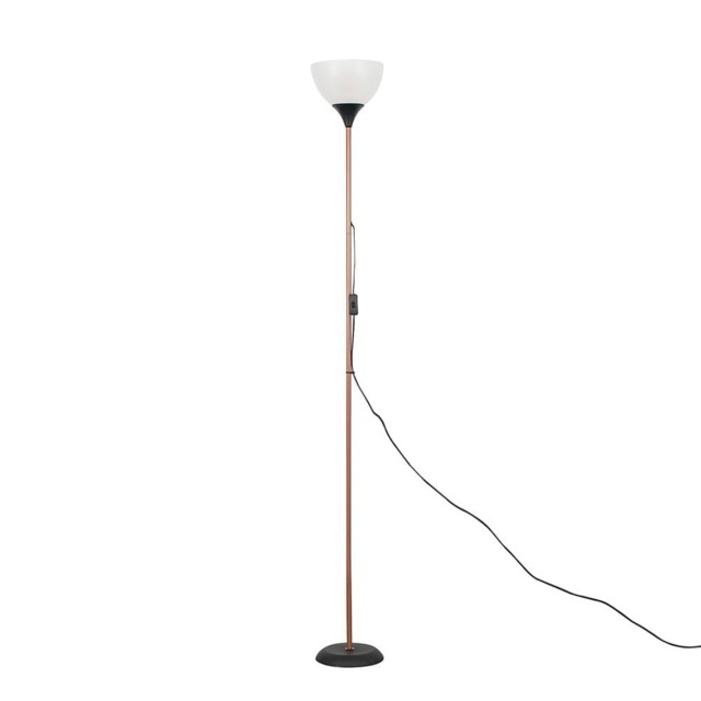 ValueLights Dalby Copper & Black Uplighter Floor Lamp White Shade Black