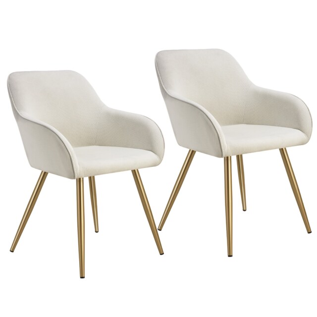 Dining Chair Marilyn - corduroy look, upholstered, armchair, continuous backrest Cream cream/gold 2
