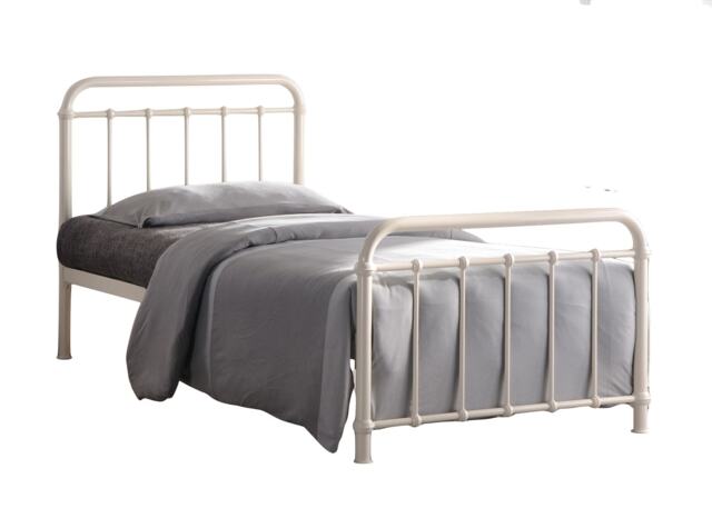 3ft Single Ivory white Tubular Steel Metal Retro Victorian Bed Frame Bedstead White Ivory White Single