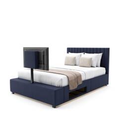 XR Living Maisie Velvet TV Bed with Under Frame LED Lights - Double - Navy Blue