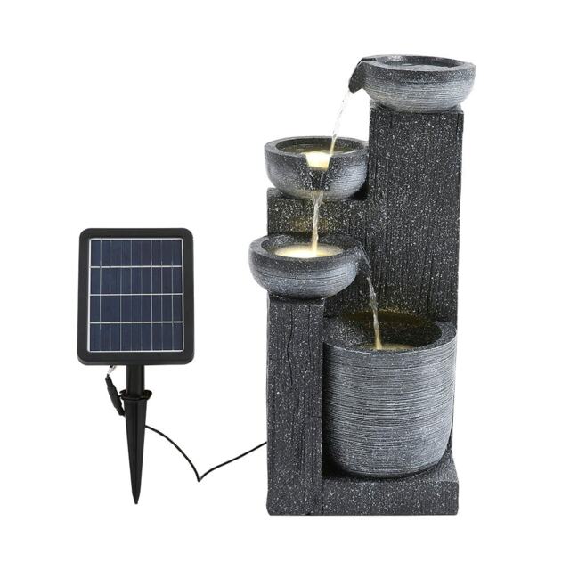 Living and Home 4-Tier Solar Water Fountain Rockery for Outdoor Garden Black