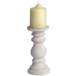 Small Candle Holder - Stone - L10 x W10 x H20 cm - Cream White