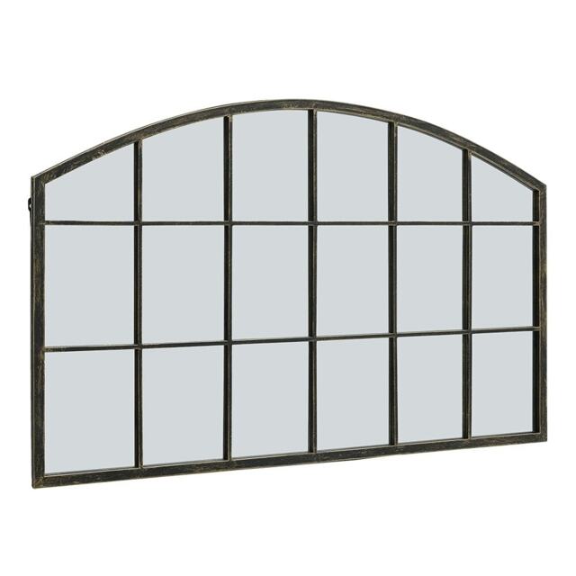 Living and Home Arched Wall Mirror for Decor Modern Black Framed - 110cm W x 2cm D x 70.5cm H Black