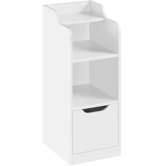 Yaheetech Narrow Nightstand with Drawer-White White White 25 cm W × 30 cm D × 65 cm H 1