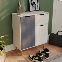 Vida Designs 2 Door 1 Drawer Sideboard Buffet Cabinet Storage, White & Grey White White & Grey 1
