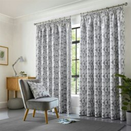 Scandi Pencil Pleat Taped Lined Curtains - 229cm x 183cm - Silver